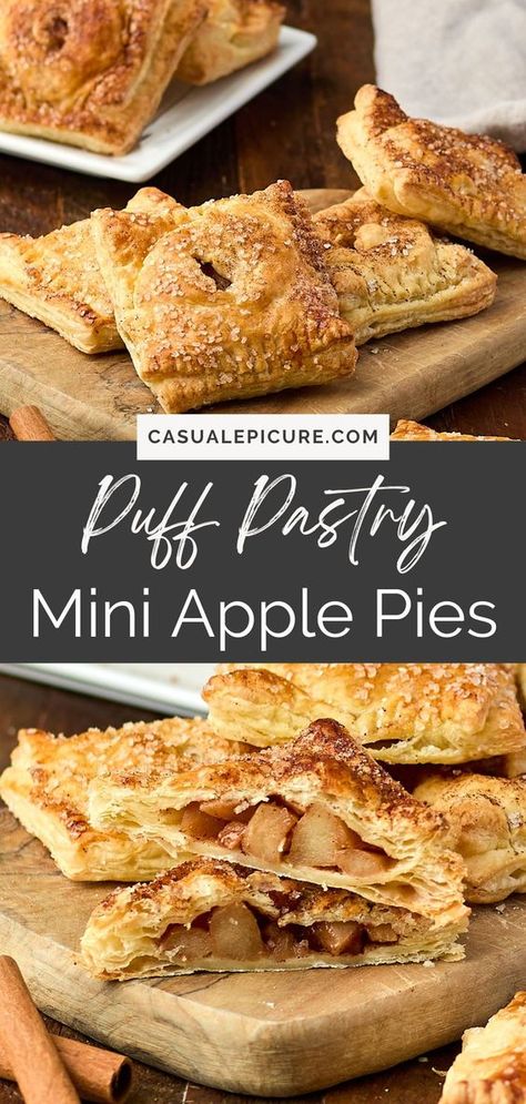 Looking for the best dessert that won't keep you in the kitchen all day? These Mini Apple Pies are your answer! With buttery puff pastry and a sweet apple filling, they're like little bites of heaven. So simple to make, yet they look totally impressive. Warning: they tend to vanish in minutes! Apple Pie Dessert Cups, Puff Pastry Mini Pies, Pepperidge Farm Puff Pastry Recipes, Easy Mini Apple Pies, Mini Puff Pastry, Apple Recipes With Puff Pastry, Puff Pastry Apple Pie, Mini Apple Tarts, Easy Puff Pastry Desserts