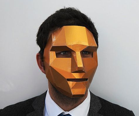 DIY Polygon Face Mask Low Poly Mask, Human Faces, Mask Template, Half Mask, Unique Halloween Costumes, Halloween Masquerade, Paper Mask, Animal Masks, Forest Design