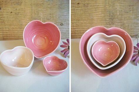 Pretty & useful, what's not to love? :) Pretty Bowls, Bowls Ceramic, Stacking Bowls, Rose House, Heart Shaped Bowls, Kitchen Time, Ree Drummond, Pink House, Rock Island