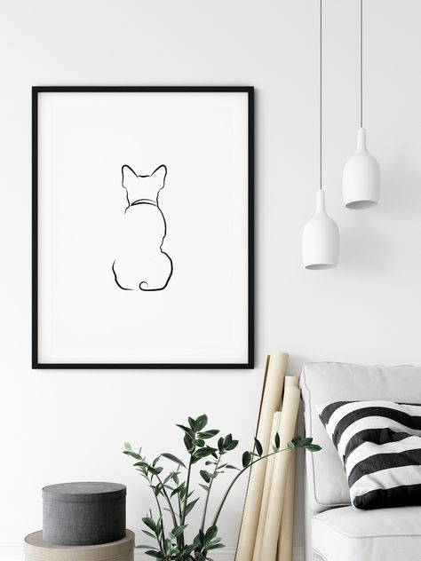 French Bulldog Tattoo Minimalist, French Bulldog Outline, Bulldog Outline, Frenchie Art, Minimal Portrait, French Bulldog Tattoo, Bulldog Art Print, Bulldog Tattoo, French Bulldog Art