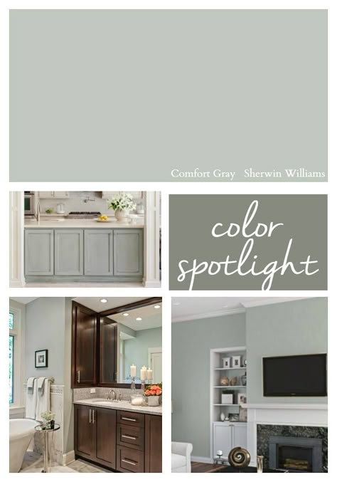 Sw Comfort Gray, Farmhouse Bathroom Paint Colors, Farmhouse Bathroom Paint, Bathroom Paint Colors Sherwin Williams, Sherwin Williams Comfort Gray, Paint Colors Sherwin Williams, Comfort Grey, Color Spotlight, Sherwin Williams Gray