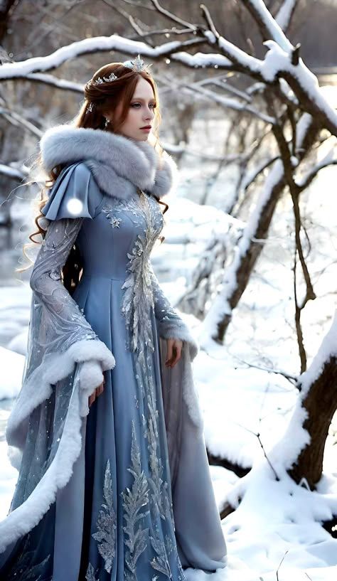 Winter Solstice Dress, Blue Fantasy Dress, Fantasy Ballgown, Targaryen Dress, Westeros Fashion, Blue Dress Costume, Snow Queen Costume, Winter Gowns, Aesthetic Queen