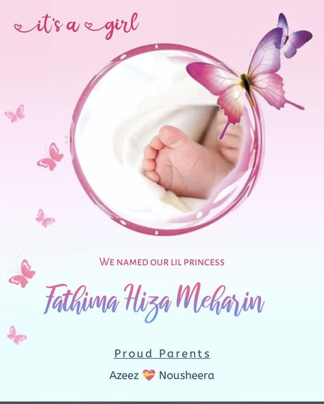 Baby Name Announcement Template, Name Announcement Template, Baby Name Announcement Ideas, Baby Name Reveal Ideas, Name Reveal Ideas, Happy Birthday Love Images, Muslim Names, Islamic Baby Names, Islamic University