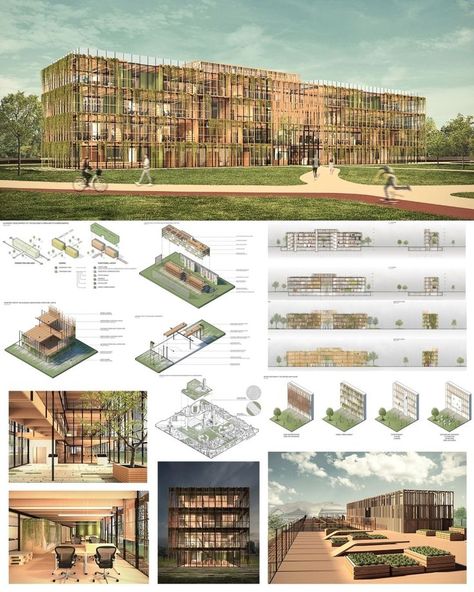 Office Building Architecture Concept, Demountable Architecture, University Building Architecture, Cycling Architecture, Retrofit Architecture, Poland University, Green Office Building, Green Building Concept, Library Concept