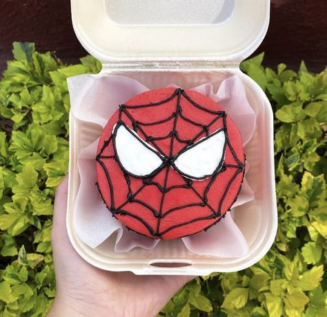 Spider Man Lunch Box Cake, Spider Man Mini Cake, Spider Man Bento Cake, Mini Spiderman Cake, Small Spiderman Cake, Spiderman Bento Cake, Mini Cake Spiderman, Spiderman Birthday Cake, Cake Writing