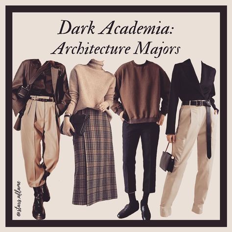 Dark Academia Majors, Architecture Student Aesthetic Outfits, Architecture Student Outfit, Academia Lookbook, Architecture Outfit, Dark Academia Outfit Aesthetic, Academia Outfits Aesthetic, Dark Academia Outfits, Dark Academia Outfit