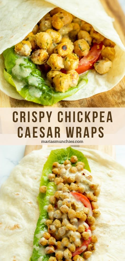 Chickpea Wrap, Vegan Blt Sandwich, Crispy Chickpea, Caesar Wrap, Vegan Caesar, Vegan Wraps, Crispy Chickpeas, Veggie Sandwich, Chickpea Recipes