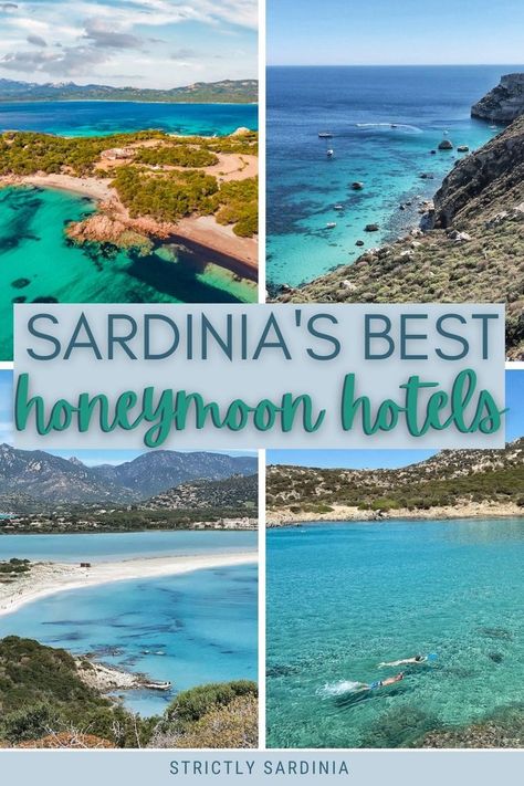 Are you spending your honeymoon in Sardinia? Discover where to stay in Sardinia on your honeymoon! Select one of the best honeymoon hotels in Sardinia for a romantic holiday | via @c_tavani Sardinia Honeymoon, Florence Honeymoon, Rome Honeymoon, Italy Honeymoon Itinerary, Best Beaches In Sardinia, Sardinia Beach, Italy Hotels, Italy Honeymoon, Honeymoon Hotels