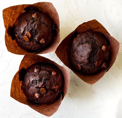 Looking for some light, bouncy, moist Double Chocolate Banana Muffins that have a beautiful, tall muffin crown? I've got you! These muffins effortlessly come together in one bowl and are mixed + baked in under 45 minutes. These mega moist chocolate muffins are LOADED with chocolate-banana flavor and you're going to love them! Breakfast Chocolate Muffins, Chocolate Oatmeal Muffins, Choc Banana Muffins, Moist Chocolate Muffins, Banana Chocolate Muffins, Double Chocolate Banana Muffins, Double Chocolate Muffins, Chocolate Banana Muffins, 2024 Recipes