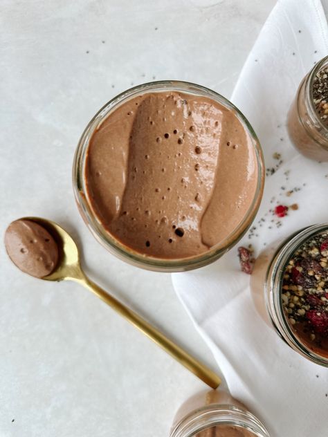 Chocolate Mocha Protein Packed Mousse - ariannejones.com Mocha Mousse, Tofu Mousse Recipes, High Protein Chocolate Mousse, Tofu Chocolate Mousse, Silken Tofu Chocolate Mousse, Protein Mousse, Vegan Tofu Chocolate Mousse, Peanut Butter Jelly Time, Caramel Crunch