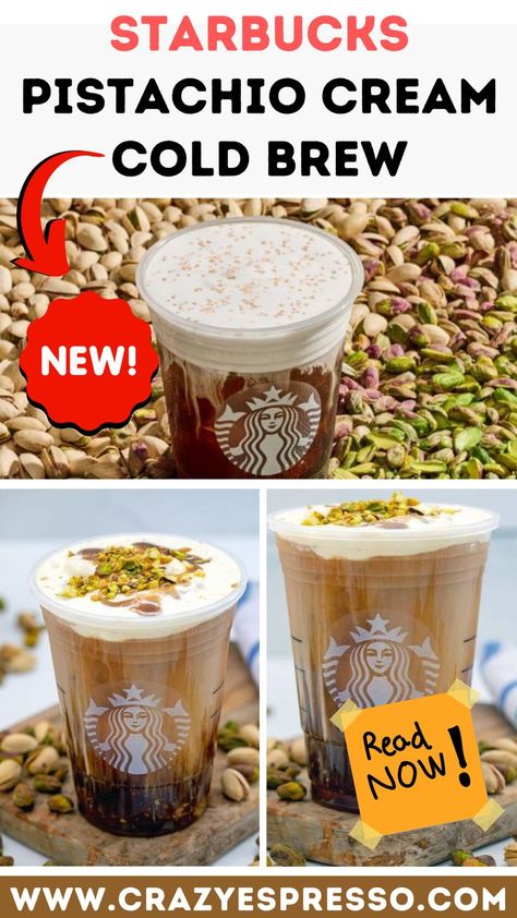 Starbucks pistachio sweet cream cold brew Sweet Cream Cold Brew Starbucks, Pistachio Cream Cold Brew, Vanilla Cream Cold Brew Recipe, Starbucks Chocolate Cream Cold Brew, Starbucks Salted Caramel Cream Cold Brew, Vanilla Cream Cold Brew, Pistachio Sauce, Espresso Drink Recipes, Sweet Cream Cold Brew