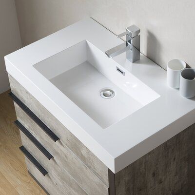 This vanity top comes at and is super easy to maintain and clean, with a high-quality solid surface resin material and modern style Top Finish: White | Dowell 36" Rectangular Drop-In Bathroom Sink w / Overflow Solid Surface, Resin in White, Size 6.0 H x 36.0 W x 18.0 D in | Wayfair 0003618BP Drop In Bathroom Sinks, Drop In Sink, Square Sink, Vanity Area, Vanity Basin, White Vanity Bathroom, Sink Countertop, Sink Top, Bathroom Vanity Tops