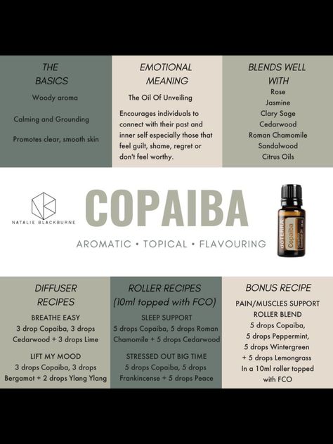 Compaiba Terra Essential Oils, Doterra Oils Recipes, Copaiba Essential Oil, Essential Oils 101, Doterra Essential Oils Recipes, Essential Oil Remedy, Essential Oil Diffuser Recipes, Yl Essential Oils, Oil Diffuser Recipes