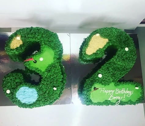 30th Bday Theme, 30th Bday Cake, Golf Course Cake, Cake Carving, Golf Club Crafts, Happy 32nd Birthday, Golf Cupcakes, Number 1 Cake, Golf Themed Party