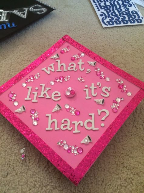 Legally Blonde Graduation Cap design decoration Legally Blonde Office Decor, Legally Blonde Cake Ideas, Graduation Cap Legally Blonde, Sharply Evans Graduation Cap, Sharpay Graduation Cap, Graduation Cap Designs Legally Blonde, Legally Blonde Cap Ideas, Legally Blonde Decorations, Legally Blonde Themed Graduation Party