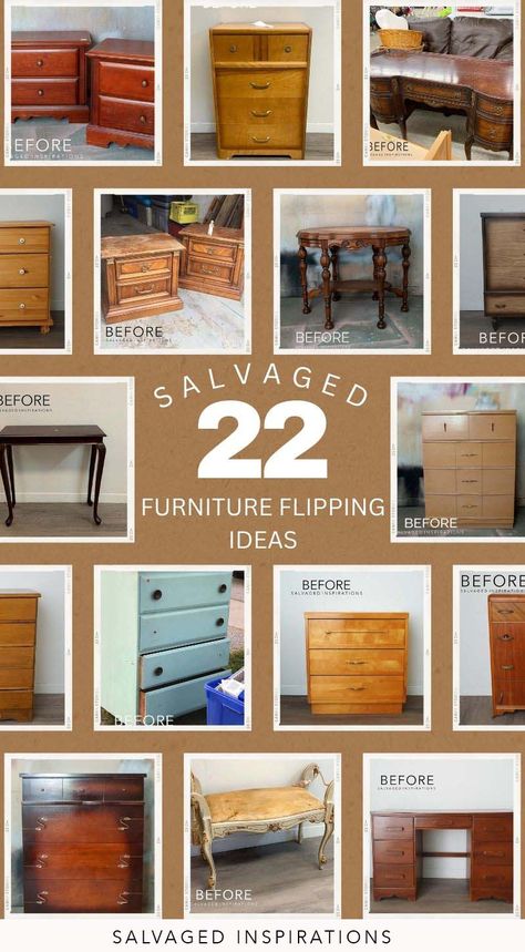 Flipping Old Furniture, Mcm Diy Furniture, Beginner Furniture Flipping, Refurbished Small Cabinet, Revamp Furniture Diy, Modern Chalk Paint Furniture, Flipping Furniture For Beginners, Flipped Furniture Before After, Flipped Dresser