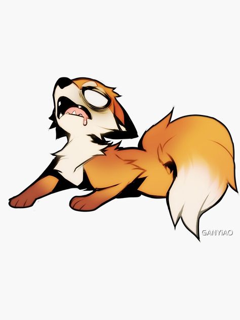 "EXHAUSTED!" Sticker by GANYiAO | Redbubble Fox Cute Art, Cute Fox Art, Fox Drawing, Fox Pictures, Fell Asleep, Cute Animal Drawings Kawaii, Creature Drawings, Mythical Creatures Art, Fox Art