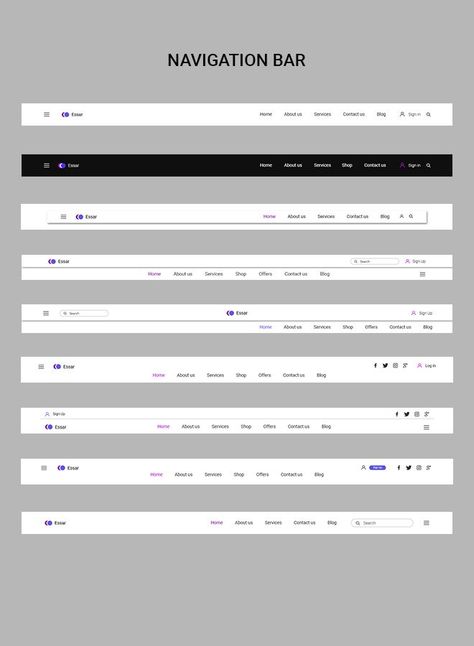 navigation bar ui - Google Search Navigation Web Design, Navigation Bar Design Website, Navbar Design Website, Nav Bar Design Website, Web Navigation Design, Nav Bar Design, Website Navigation Bar, Navbar Design, Navigation Bar Design