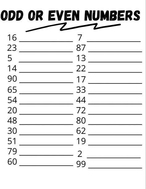 Worksheet for practicing even & odd numbers Odd Even Worksheet, Even Numbers Worksheet, Odd And Even Numbers Worksheets, Math Revision, Even Odd Numbers, Odd Or Even, Odd And Even Numbers, Worksheet Math, Maths Worksheet