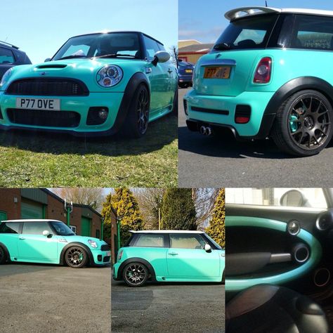 Project car goals! Teal Mini Cooper Mini Cooper Custom Paint, Blue Mini Cooper, Mini Cooper Custom, Mini Ideas, Car Goals, Cyan Blue, Car Ideas, Mini Cooper S, Paint Ideas