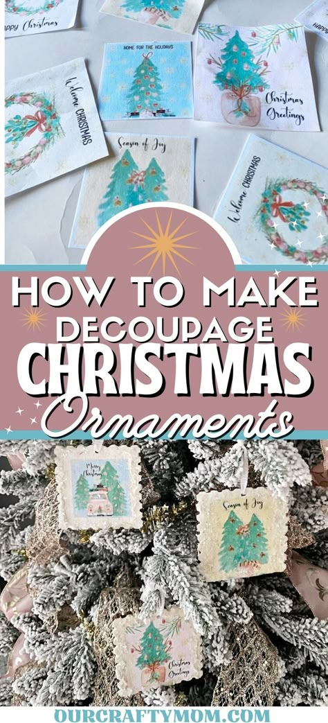 Reverse Decoupage Ornaments, Decoupage Ideas For Christmas, Decoupage Christmas Ornaments Diy, Decopage Ideas Christmas Ornaments, Mod Podge Christmas Ornaments, Decoupage Ornaments Xmas, Decoupage Ornaments Diy, Modge Podge Ornaments, Decoupage Christmas Ideas