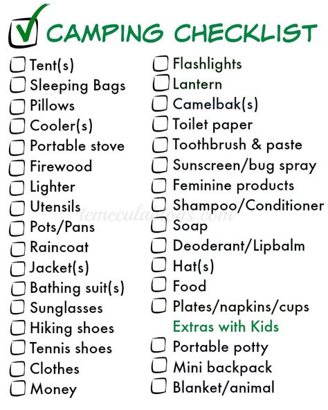 Things To Pack For Camping, Pack For Camping, Zelt Camping, Things To Pack, Camping Desserts, Camping List, Festival Camping, Hiking With Kids, Printable Checklist