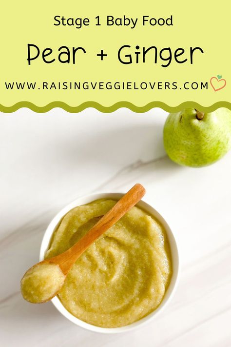 Pears are a fantastic first baby food. Give this pear + ginger baby food puree to your 4 month+ baby, I promise it won’t disappoint! #babyfoodrecipes #babyfoodideas #stage1babyfood Pear Baby Puree, Ginger Baby, Freezing Baby Food, Baby Food Puree, Baby Food Combinations, Kitchenaid Food Processor, Ginger Babies, Easy Toddler Meals, Pear Ginger