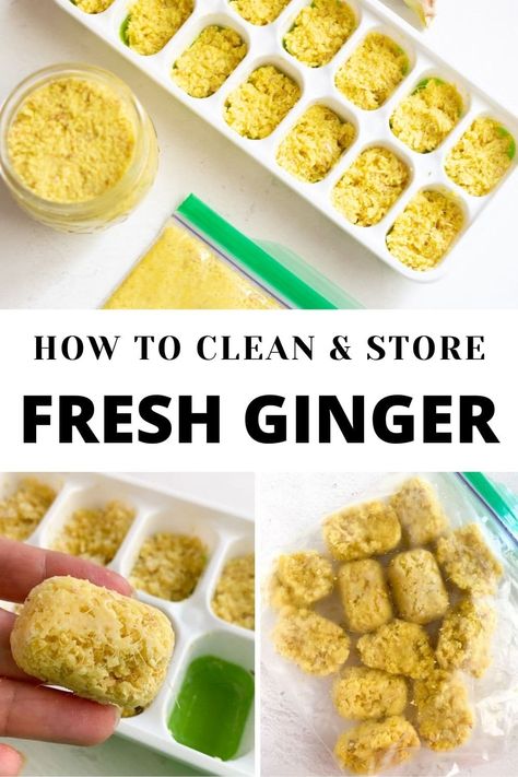 Ginger is a flavorful addition to both sweet and savory recipes with so many health benefits. Learn how to store this miracle ingredient properly, so you have it in your refrigerator at all times. | cooking with ginger | Ginger health benefits | Indian cooking | #howtostoreginger #indiancooking | pipingpotcurry.com Ginger Health Benefits, Storing Fresh Ginger, How To Store Ginger, Health Shots, Cooking With Ginger, Raw Ginger, Health Benefits Of Ginger, Cooking 101, Ginger Recipes