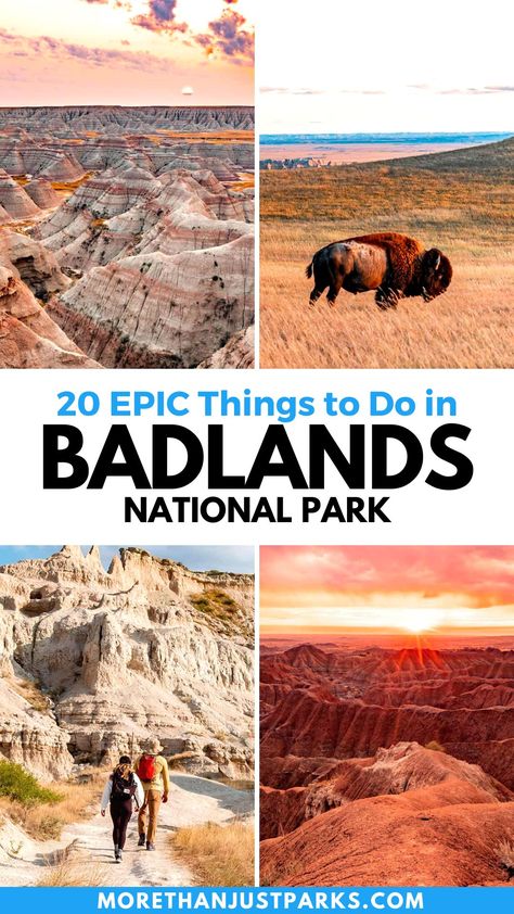 things to do in Badlands national Park Badlands South Dakota, South Dakota Road Trip, South Dakota Vacation, South Dakota Travel, Yellowstone Trip, Road Trip Planner, Custer State Park, Badlands National Park, National Park Vacation