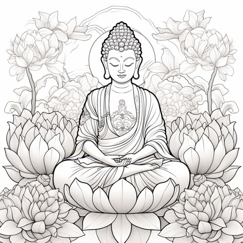 Buddha for coloring Buddha Sketch Pencil, Buddha Coloring Pages, Buddha Lotus Tattoo, Buddha With Lotus, Buddha Drawing, Buddha Painting Canvas, Buddhist Art Drawing, Animal Tattoo Ideas, Buddha Art Drawing