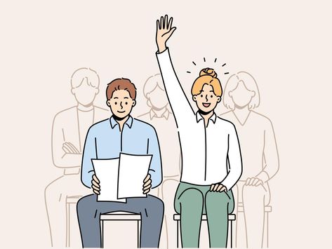 Volunteer Illustration, Raise Hand, Team Meeting, Smiling Woman, Meet The Team, Hand Illustration, Vector Art, Vector Free, Vector Illustration