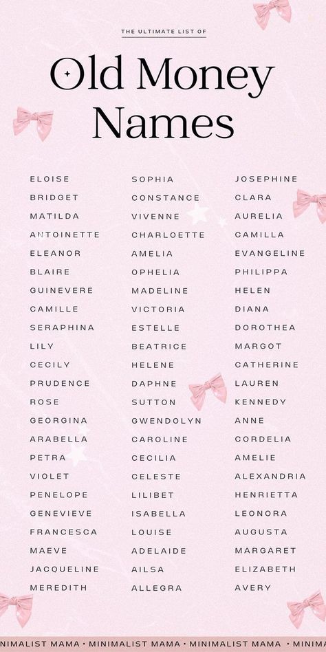 Full Name Ideas Girl, Aesthetic Names For Girls Instagram, E Names For A Girl, Instagram Names For Girls Unique, Girl Names For Characters, Feminine Names Aesthetic, Instagram Id Name For Girl, Old Money Names Girl