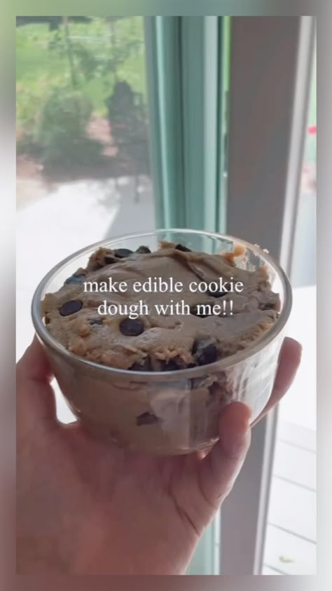 super easy and yummy snack!! edit is mine, song is not and recipe is not!! here’s the link: https://www.allrecipes.com/recipe/255365/edible-cookie-dough/ How To Make A Cookie Dough, Recipe For Cookie Dough, How To Make Easy Cookie Dough, Chocolate Chip Cookie Dough Edible, One Person Edible Cookie Dough, Edible Cookie Dough For 1, Very Easy Snacks To Make, How To Make Edible Cookie Dough Easy, Editable Cookie Dough Recipe