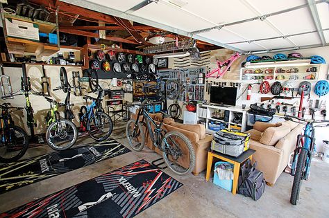 HomeShop-1 Garage Motorcycle, Bike Workshop, Tire Seats, Bicycle Garage, One Car Garage, Mountain Bike Action, Gear Room, Bike Storage Solutions, Colorado Cabins