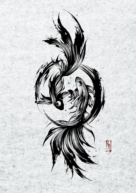 Ying Yang Art Tattoo, Transition Tattoo Ideas, Half Back Tattoos Women, Koi Fish Drawing Tattoo, Dragon Tattoo Ideas, Feminine Skull Tattoos, Koi Tattoo Design, Dark Cool, Yin Yang Tattoos