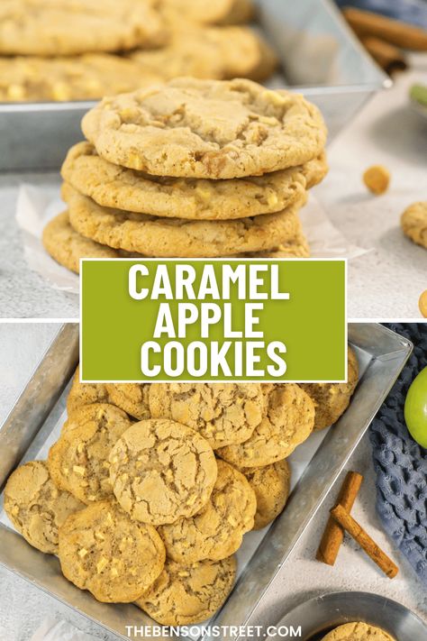 Apple Cookie Recipe, Lemon Blueberry Cookies, Apple Cookies Recipes, Caramel Apple Cookies, Apple Cookie, Easy Homemade Cookies, Caramel Apples Easy, Apple Pie Cookies, Apple Caramel