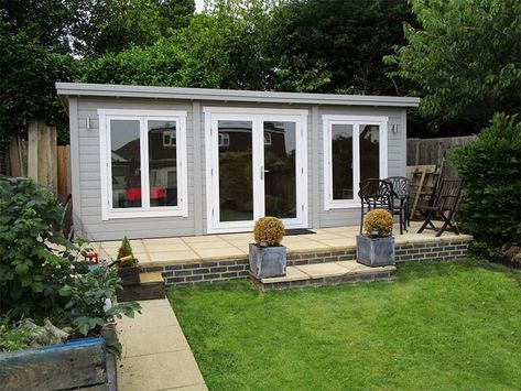 Log Cabin Garden, Garden Log Cabin, Flat Roof Shed, Cabin Garden, Garden Log Cabins, Log Home Plans, Garage Apartment Plans, Summer House Garden, Garden Workshops