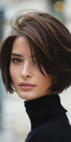 Bob Haircut Layered Short, Mikado Haircut Short, Short To Medium Layered Haircuts, Bob Haircut Long Face, Short Bob Long Face, Short Bob Asian Hair, Long Face Short Hairstyles, Short Bob With Long Bangs, Short Hair Bobs 2024