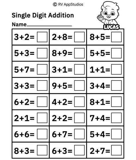 Addition Worksheets | Single Digit Addition Worksheets Mathematics Addition Worksheet, Mathematics Worksheets For Kindergarten, Number Names Worksheet, Single Digit Addition Worksheets, Addition Worksheets Kindergarten, Basic Math Worksheets, Adding Worksheets, Easy Math Worksheets, Kindergarten Math Worksheets Addition