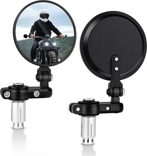 CLEAR VISION- MICTUNING 3" both left and right side motorcycle mirrors with convex glass lens, offers you a high definition and wide-angle rearview vision, no more looking back while driving! FULLY ADJUSTABLE- Design of Ball-type connection joint and foldable holder, this round style bar end mirror can be 360 degrees rotated and freely adjusted up & down or sideway for the best viewing angle STURDY CONSTRUCTION- CNC Machined Aluminum alloy body with durable black coating, built for long lasting Honda Scooter, Folding Bar, Foldable Mirror, Bike Mirror, Motorbike Accessories, Motorcycle Mirrors, Mirror 3, Bar Mirror, Round Bar