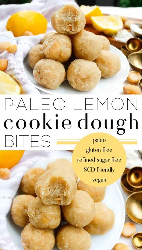 Lemon Cookie Dough, Paleo Lemon Cookies, Paleo Cookie Dough, Paleo Cookie, Paleo Snack, Lemon Cookie, Candida Diet Recipes, Dessert Parfait, Specific Carbohydrate Diet