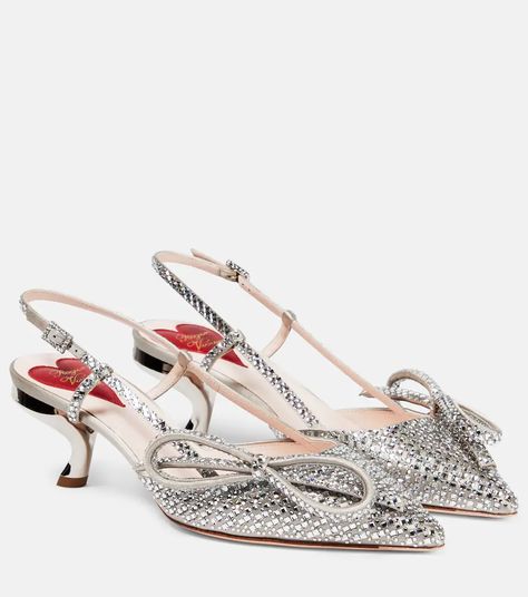 Roger Vivier Heels, Bow Embellishments, Roger Vivier Shoes, Wedding Shoes Low Heel, Wedding Shoes Comfortable, Mid Heels Pumps, Silver Pumps, Roger Vivier, Stiletto Pumps