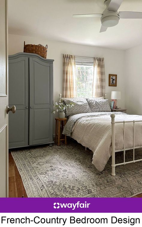 Mentally, we're here. Want to bring this fresh look home for yourself? Shop hundreds of floral bedding options, area rugs, and window curtains from Wayfair. #farmhouse #bedroom #ideas Bed By The Window Ideas, Parent Bedroom, Cozy Bedroom Inspirations, Shelving Bedroom, Country Bedroom Design, Farmhouse Bedroom Ideas, Farmhouse Bed, French Country Bedrooms, Floral Bedding