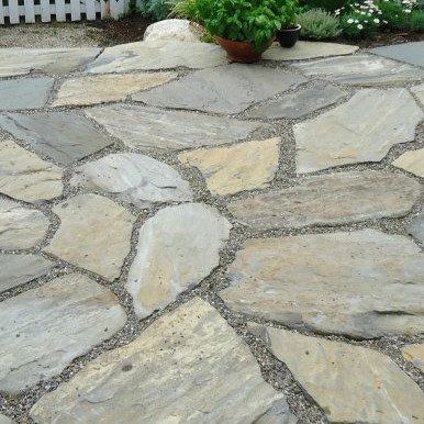 Hardscapes - Farmhouse - Patio - Other - by Acadia Landscape + Design | Houzz Flagstone Patio Design, Flagstone Pavers, Flagstone Walkway, Patio Pictures, Farmhouse Patio, Landscape Rock, Rustic Backyard, Stone Landscaping, Walkways Paths