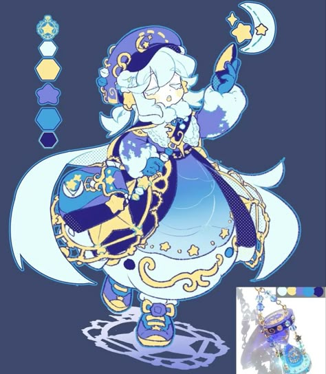 Galaxy Outfits Drawing, Cloud People Character Design, Blue Villain Outfit, Sewing Character Design, Moon Oc Design, Celestial Character Design Outfit, Couple Date Drawing Reference, Star Themed Character, Moon Themed Character Design