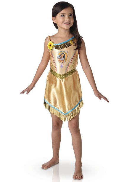 Disfraz de Pocahontas™ para niña: Este disfraz de Pocahontas™ para niña tiene licencia oficial de Disney™. Incluye un vestido satinado color carne, tiene impreso la imágen de Pocahontas sobre el pecho. El... Disney Princess Fancy Dress, Disney Fancy Dress, Fancy Dress Costumes Kids, Disney Princess Pocahontas, Official Disney Princesses, Fairy Tale Costumes, Disney Princess Costumes, Princess Fairytale, Disney Pocahontas