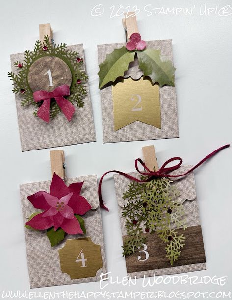 Rustic Christmas Countdown Kit, Stampin Up Rustic Christmas Countdown Kit, Unique Envelopes, Stampin Up Paper Pumpkin, Days Until Christmas, Envelope Design, Sweet Notes, Seasonal Flowers, Wood Bridge