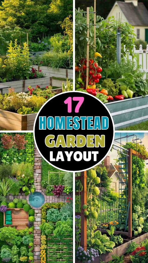 Design a productive and efficient homestead garden with these layout ideas! Incorporate raised beds, rows, or garden zones to maximize space and variety. Plan areas for vegetables, herbs, fruit trees, and flowers to create a balanced, sustainable garden that supports your homesteading lifestyle. Whether you have a small or large space, these layouts help you grow fresh food year-round.  #HomesteadGarden #GardenLayout #SustainableLiving #VegetableGarden #RaisedBeds #GardenDesign #UrbanHomesteading #OrganicGardening #EdibleGarden #BackyardFarm #HomesteadingLife Small Orchard Layout, Garden Planning Layout Landscaping, Pretty Vegetable Garden Ideas, Raised Garden Beds Ideas Layout, Vegetable Garden Layout Ideas, Perfect Garden Layout, Homestead Garden Layout, Garden Zones, Garden Planning Layout