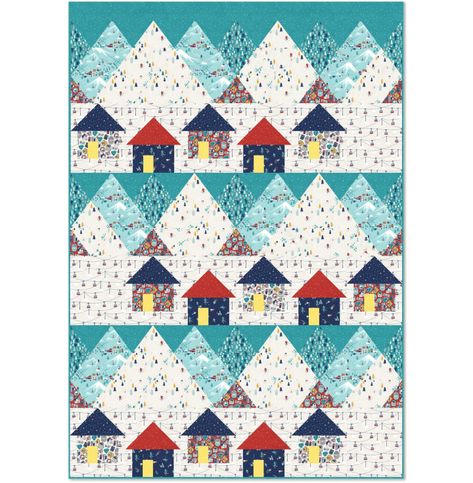 Northcott Ski Village, Country Cupboard, Summer Cabin, Northcott Fabrics, Japanese Patchwork, Cottage Quilt, Twin Quilt Size, Cabin Quilt, Cat Cuddle