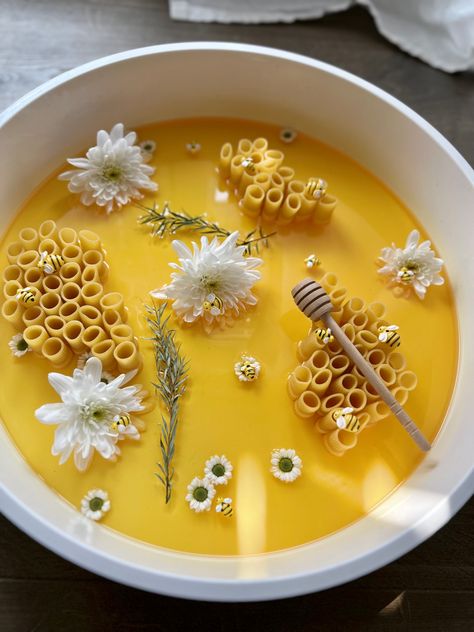 Jelly Sensory Play, Orange Jelly, Rigatoni Pasta, Messy Play, Rigatoni, Busy Bee, Sensory Play, 1st Bday, Honey Bee